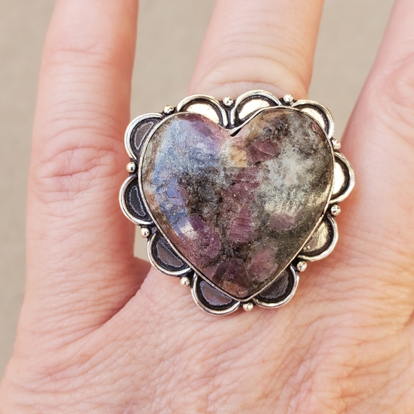 New Heart Shaped Pink Tourmaline 925 Silver Ring. - Picture 6 of 11